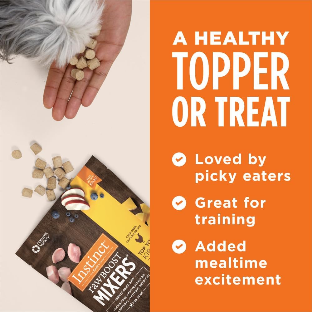 Instinct Raw Boost Mixers, Freeze Dried Dog Food Topper, Grain Free - Cage Free Chicken, 6 oz. Bag