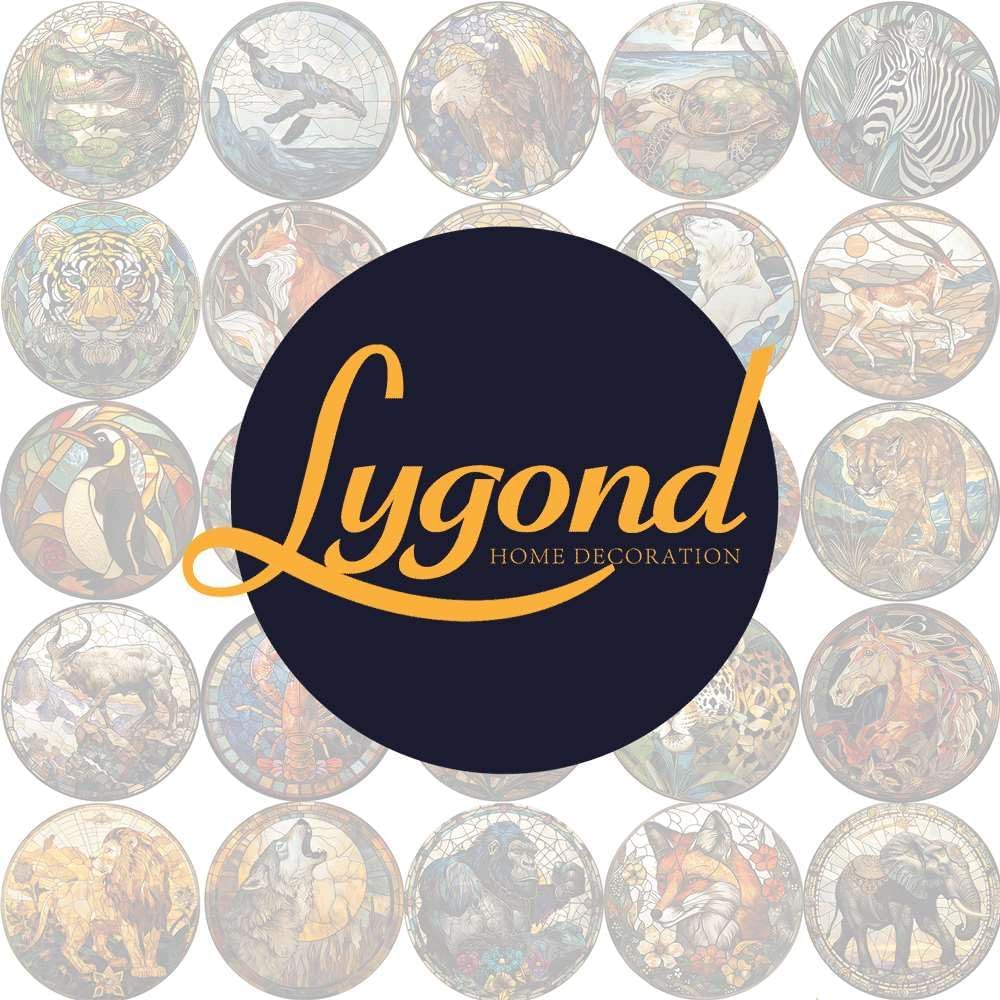 Lygond Metal Sign Tin Sign Circular Stained Glass Horse Boho Office Decor For Yard 8×8 Inches