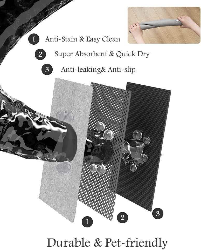 Pet Feeding Mat-Absorbent Dog Mat for Food and Water Bowl-No Stains Quick Dry Water Dispenser Mat-Dog Accessories Pet Supplies-Bowl for Messy Drinkers(LIGHTGREY,12"x19"