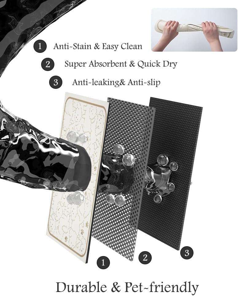 Pet Feeding Mat-Absorbent Dog Mat for Food and Water Bowl-No Stains Quick Dry Water Dispenser Mat-Dog Accessories Pet Supplies-Bowl for Messy Drinkers(FRAMEDOGS,12"x19"