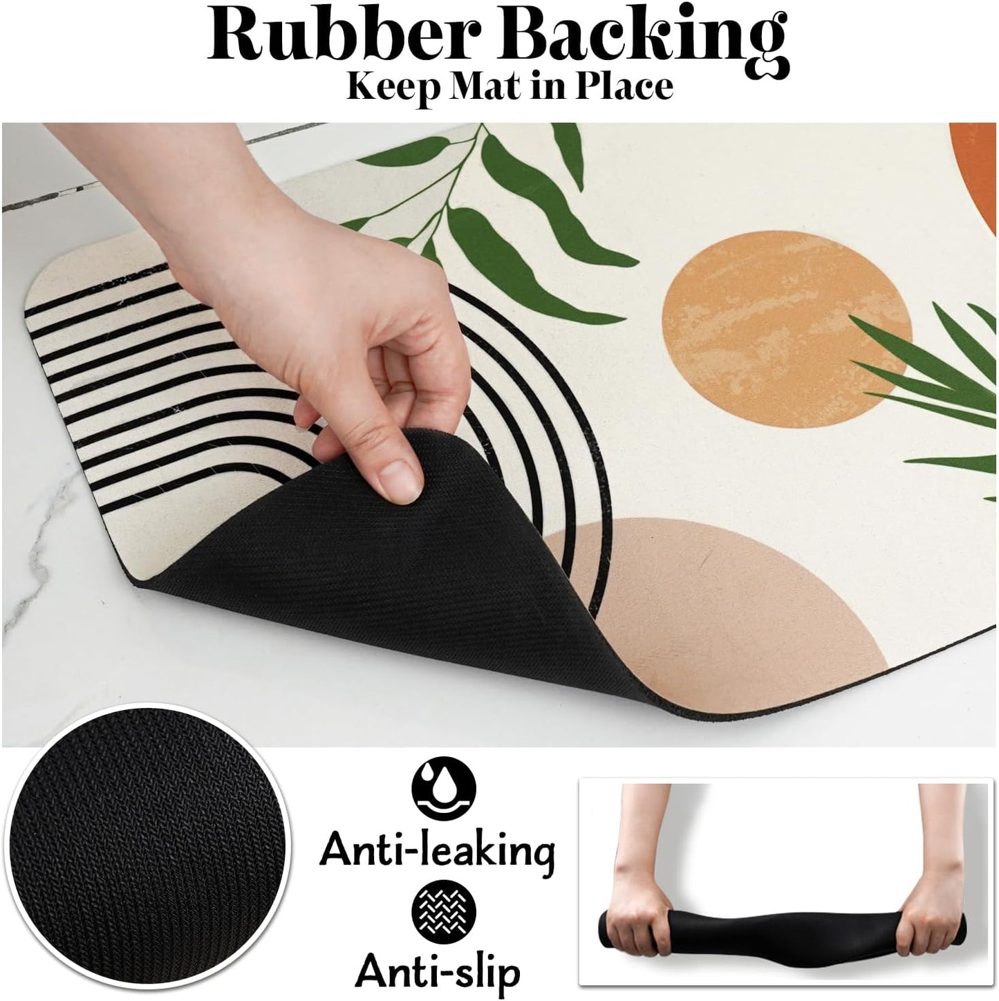 Super Absorbent Dog Food Mat - Non-Slip Bowl Mat for Food and Water, Eco-Friendly Boho Placemats for Pet Feeding