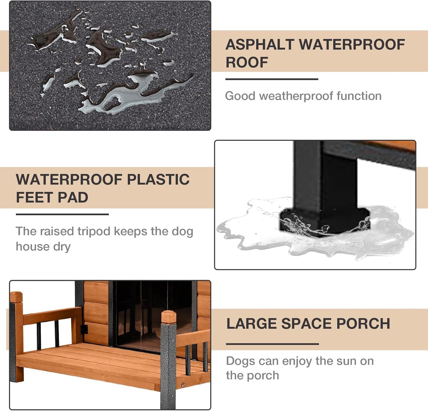 Dog House Outdoor Insulated, 50.87" L Large Dog Kennel with Chew-Proof Iron Frame, Suitable for Medium to Large Dogs (Brown)