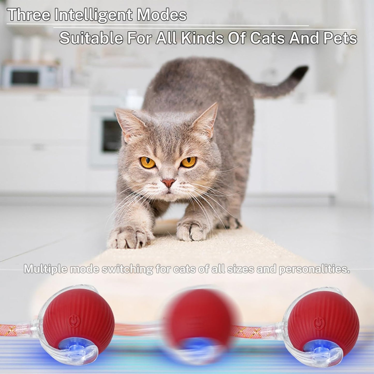 New Upgraded Cat Ball Toy - Speedy Tail 2.0 Cat Toy, Interactive Cat Toy Ball, Stimulating Toys and Juguetes para Gatos, Cat Toys for Bored Indoor(Sound Switchable) (Green)