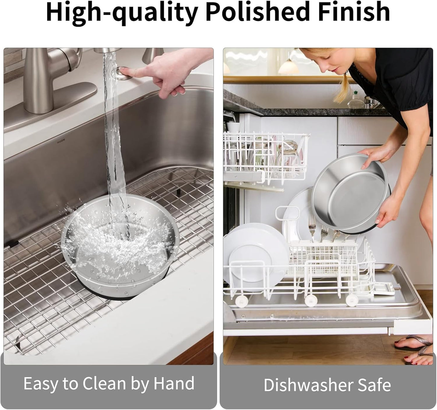 Taglory 2 Cup Stainless Steel Dog Bowls Set of 2 for Food and Water, Silicone Base Anti-Slip, Rust Resistant, Extra Thick Metal Dog Bowl for Cats and Puppies, 17oz, Black