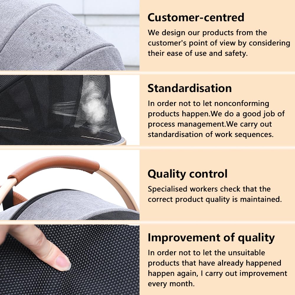 Pettingzoo Dog stroller with 4 Wheels, Folding Cat Stroller for Small/Medium/Large dogs & cats to 60 lbs, pet stroller with removable carrier, Storage BasketCup Holder,3 in1 Multifunctional Detachable