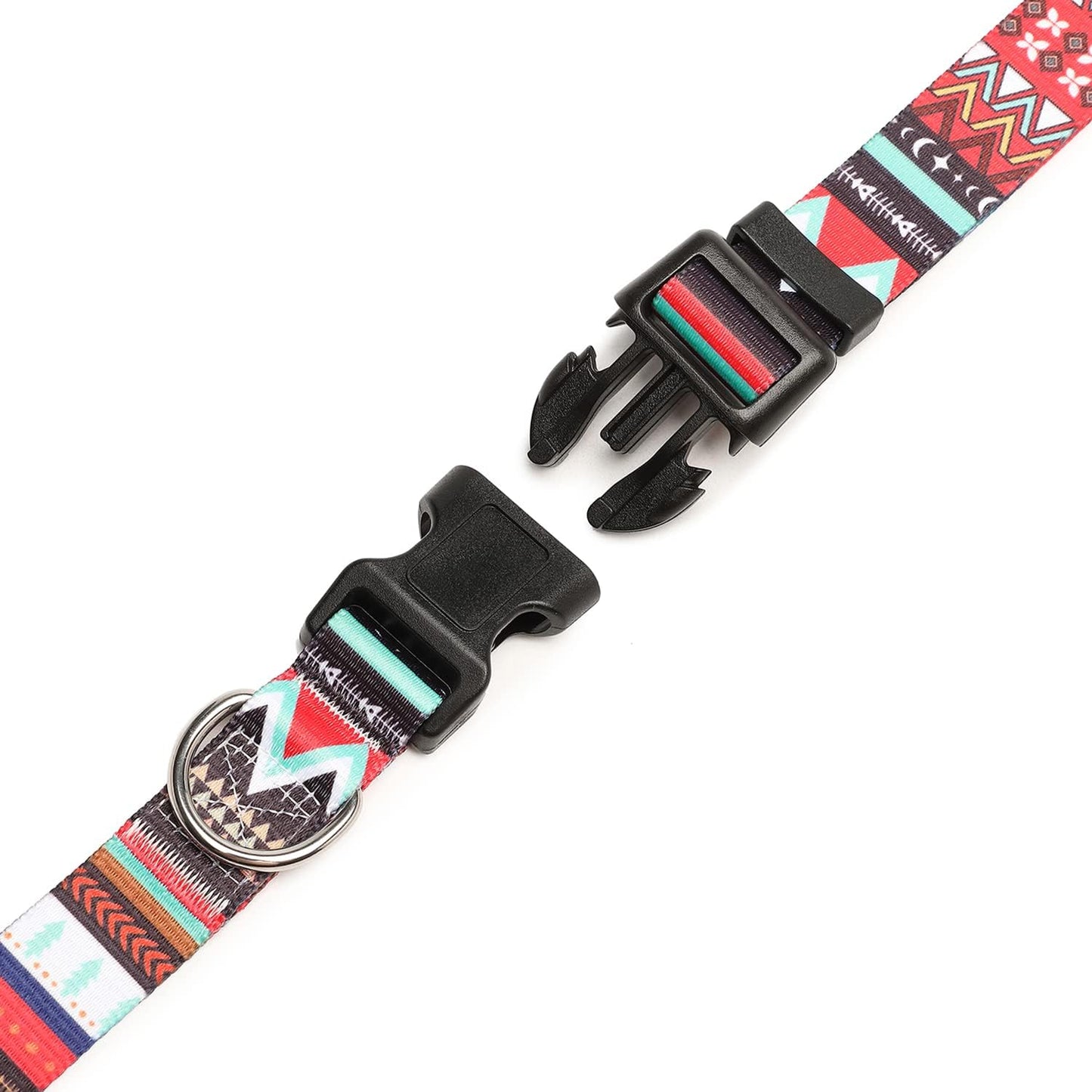 Mercano Adjustable Dog Collar - Special Design Patterns, Soft Nylon Comfortable Durable Pet Collar for Small Medium Large Dogs (S, Tribal Red)