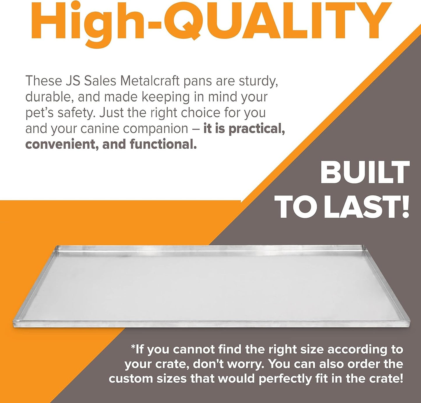 36" x 19.5" Metal Replacement Dog Crate Pan Chew Proof Crack Proof Pet Kennel Tray Central Dog Training Crate Pan Pet Supplies, Galvanized, 1" H