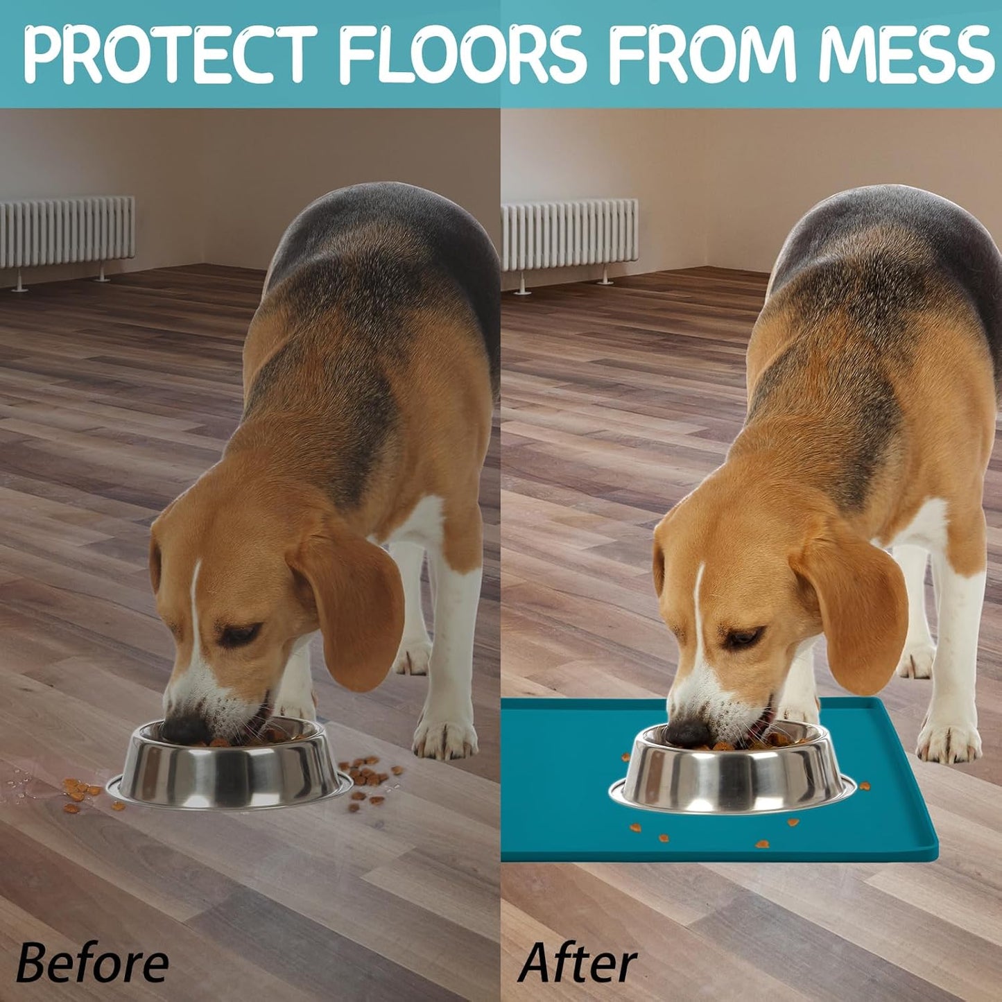 MateeyLife Silicone Cat & Dog Food Mat for Floors Waterproof, Anti-Slip Dog Bowl Mats for Food and Water, Pet Feeding Mats with Lip to Prevent Spills, Pet Placemat for Messy Drinkers to Protect Floors