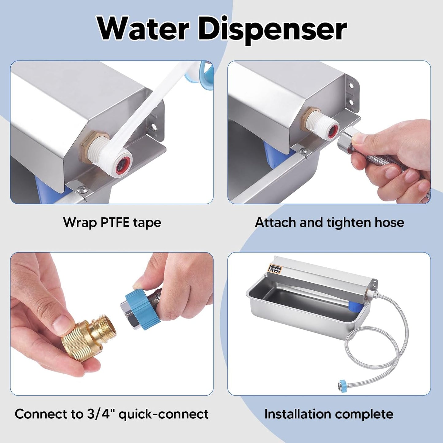 Automatic Water Dispenser for Dog, 6L Dog Water Bowl Dispenser, Large Stainless Steel Indoor/Outdoor Water Feeder Suitable for Dogs Livestock Chicken Horse, Easy to Clean