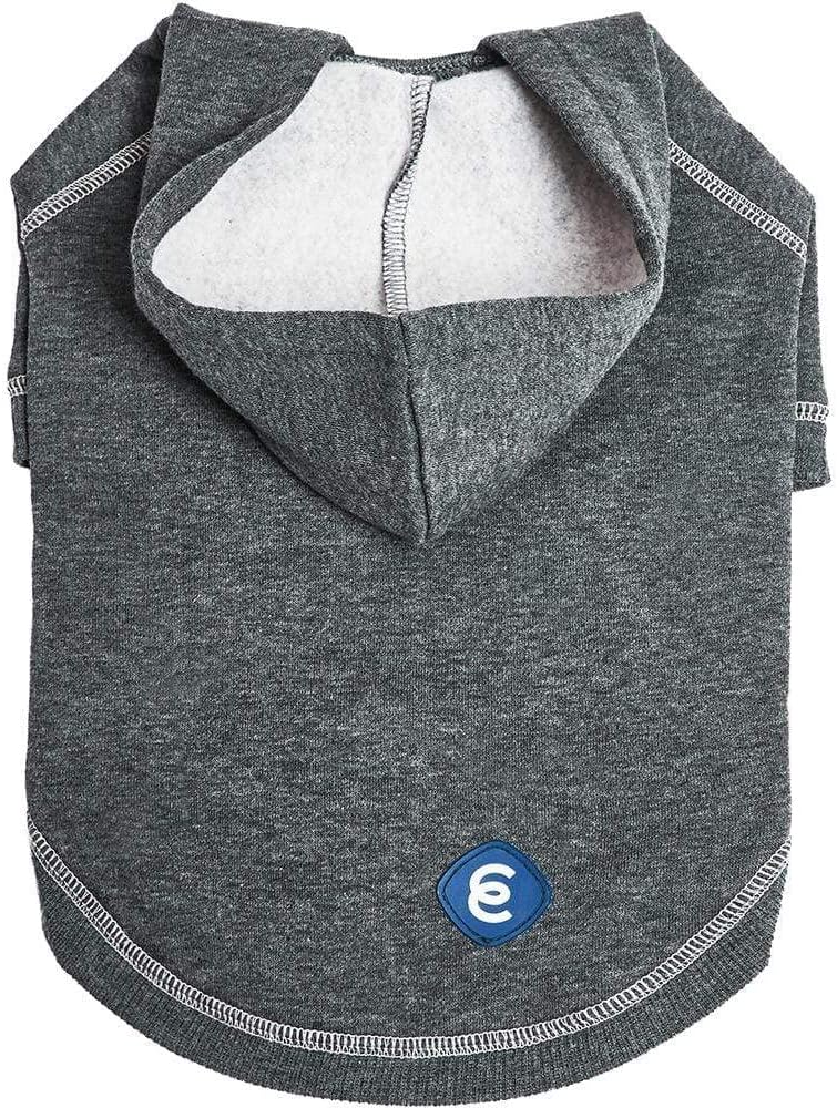Blueberry Pet Essentials Dog Hoodie – 12 inch, Cotton‑Blend Sweatshirt with Hood, Charcoal Grey, Machine‑Washable Small‑Dog Jersey