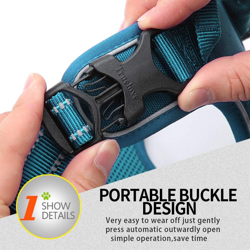 Truelove No Pull Dog Harness with Easy Control Handle and 2 Leash Attachments,Reflective Adjustable Pet Vest