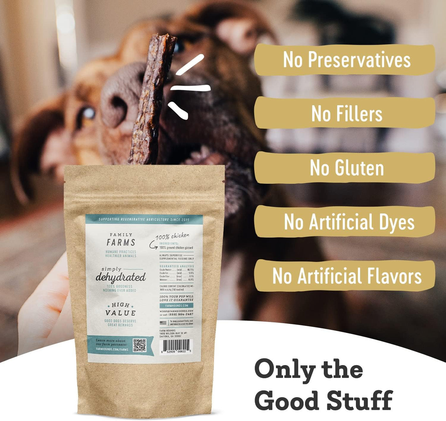 Farm Hounds - Chicken Gizzards - Premium Natural Jerky for Dogs -100% Humanely Raised Chicken - Break-to-Size - Great for Training & Treats - No Added Fillers - Made in USA - 4oz -2 Pack