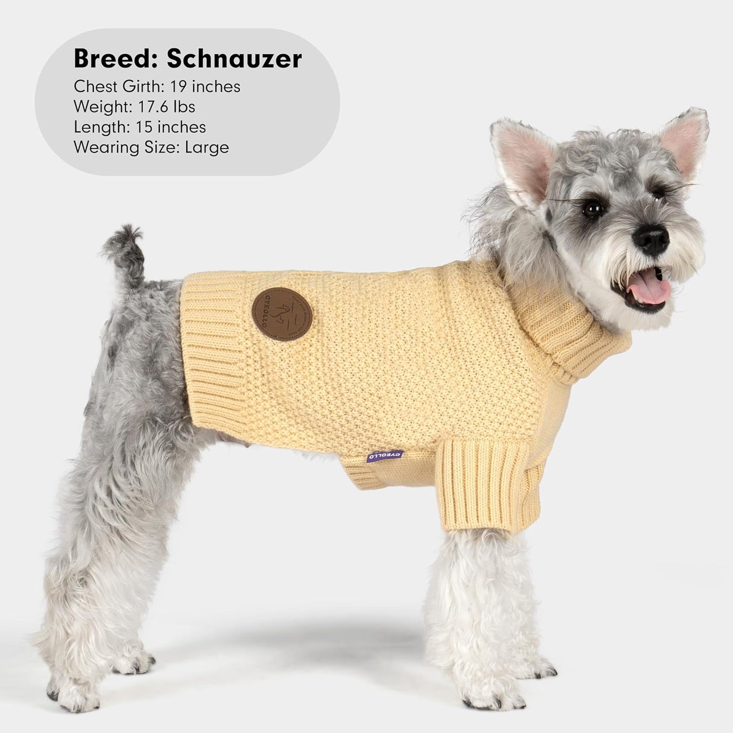 cyeollo Dog Sweater Turtleneck Knitted Sweaters with Leash Hole Winter Clothing Dog Clothes Sweaters for Medium Large Dogs