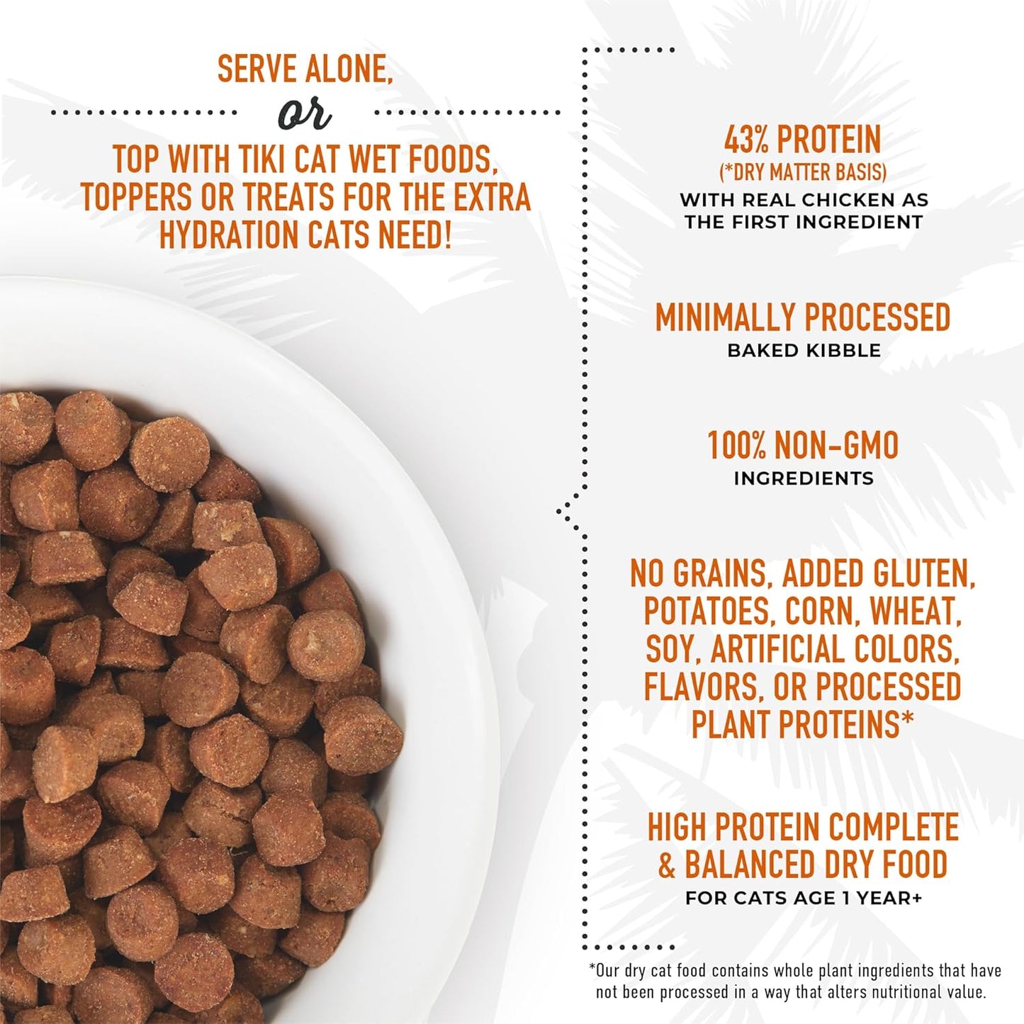 Tiki Cat Born Carnivore High Protein, Deboned Chicken & Egg, Grain-Free Baked Kibble to Maximize Nutrients, Dry Cat Food, 11.1 lbs. Bag