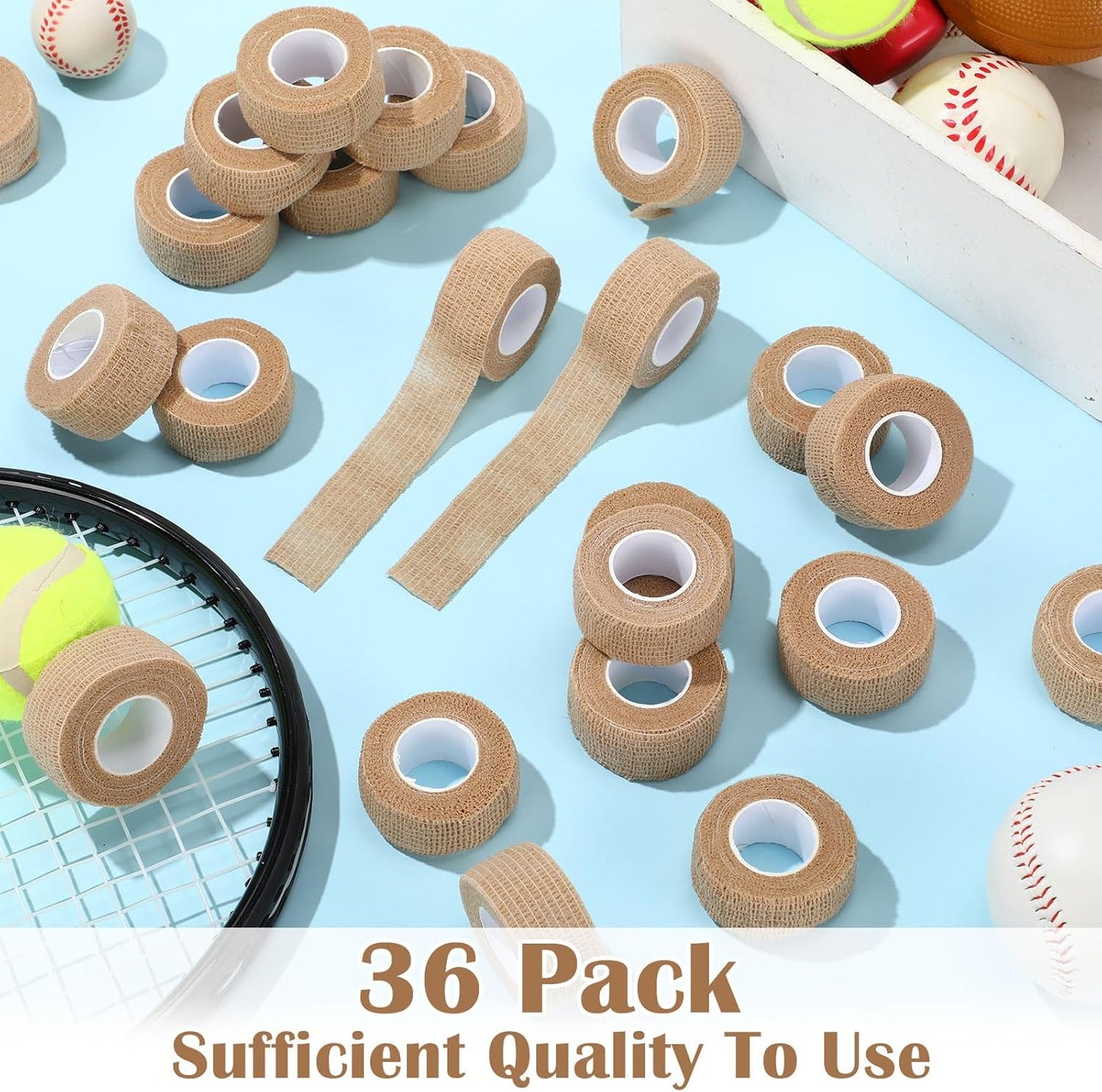 Treela 36 Pcs Self Adherent Bandage 1" X 5 Yard Wrap Breathable Cohesive Bandage Elastic Adhesive Tape for Stretch Athletic Sports Wrist Ankle(Nude)