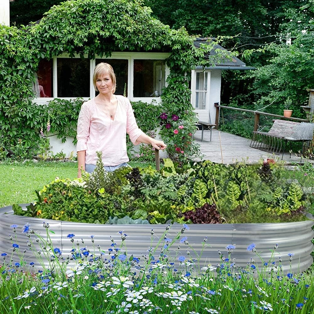Land Guard 6ft Metal Raised Garden Bed,2 Pcs Galvanized Planter Raised Beds for Vegetables…………