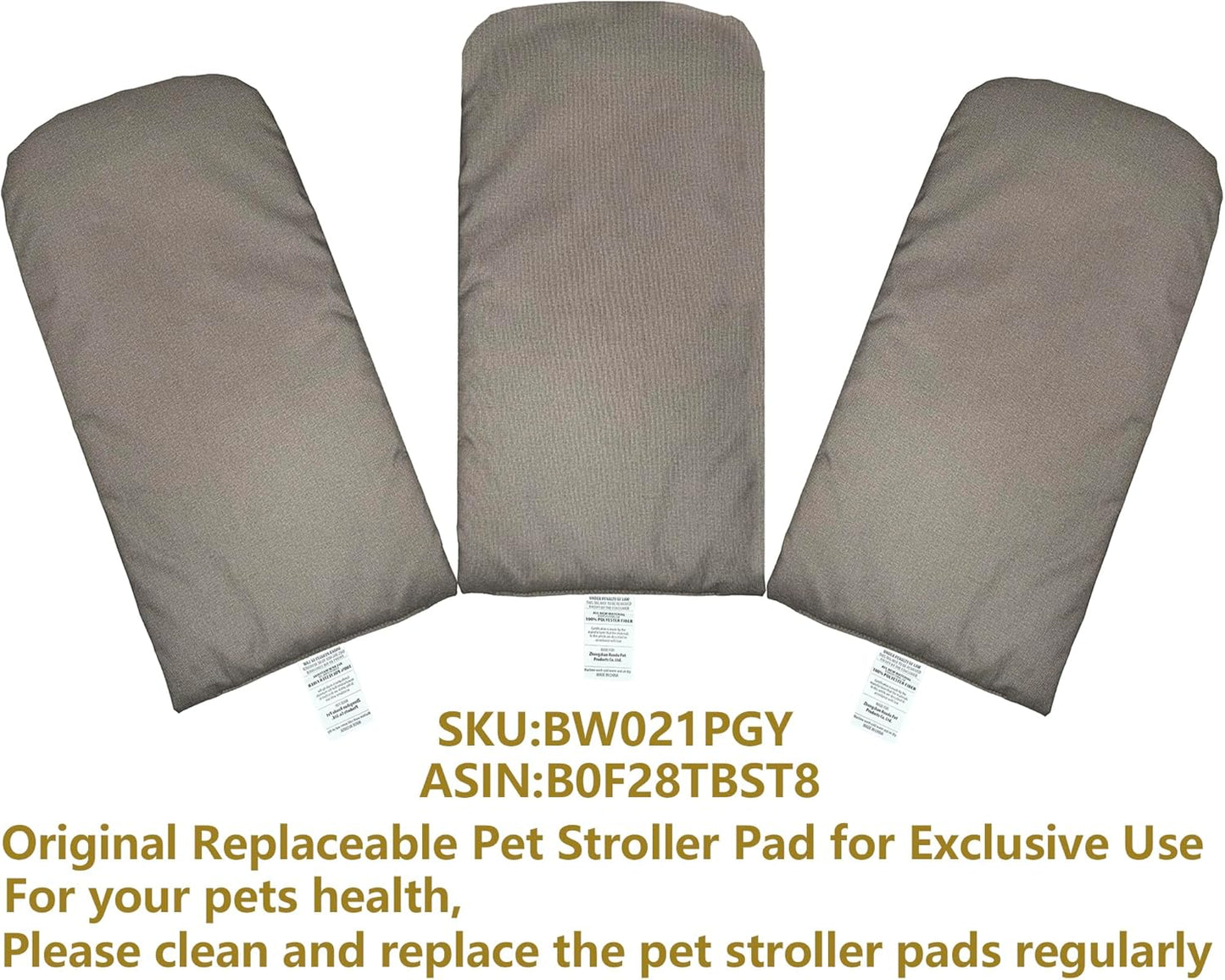 ROODO Pet Stroller Inner Pad for Exclusive Use,Original,Replaceable,Easy to Clean,Set of 3 pc(Gray)