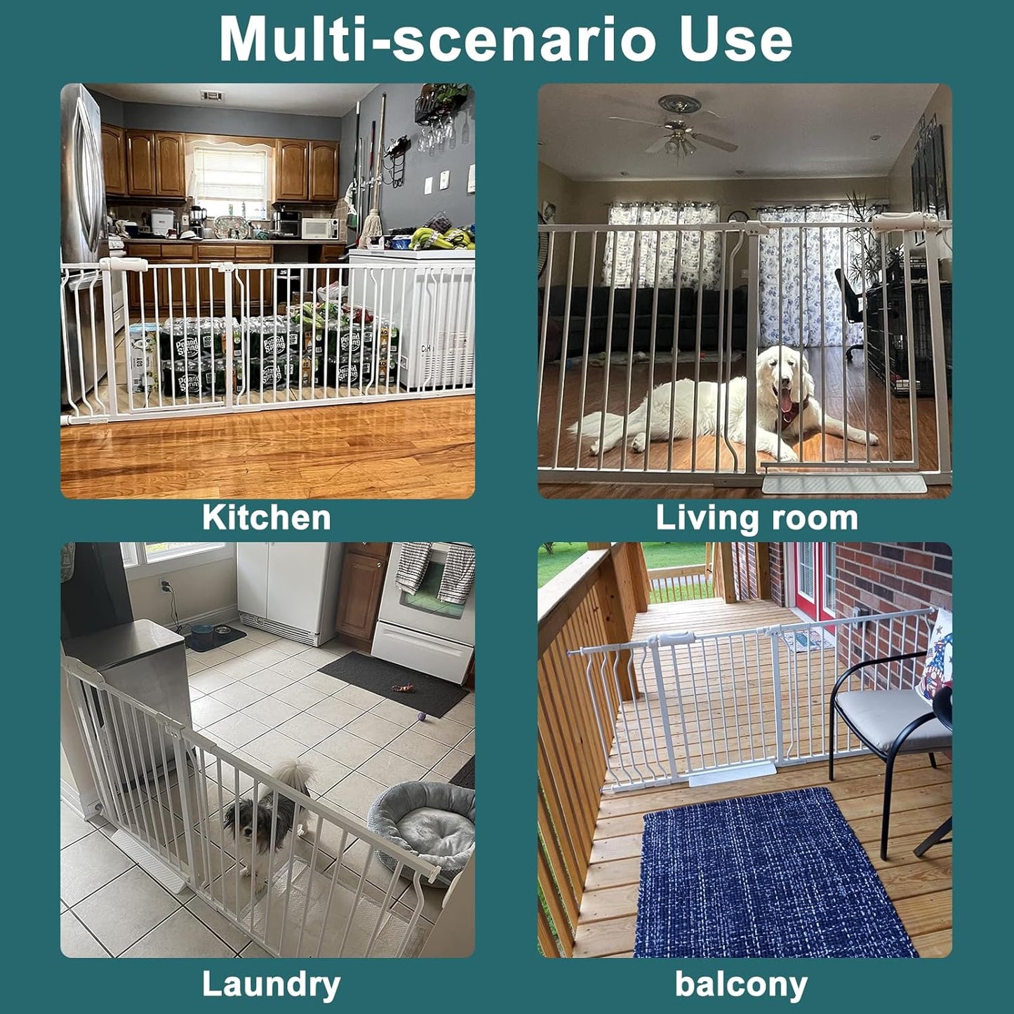 ALLAIBB Extra Wide Pressure Mounted Baby Gate Walk Through Child Kids Safety Toddler Tension White Long Large Pet Dog Gates with Extension for doorways Kitchen (29.13-33.86"/74-86cm)