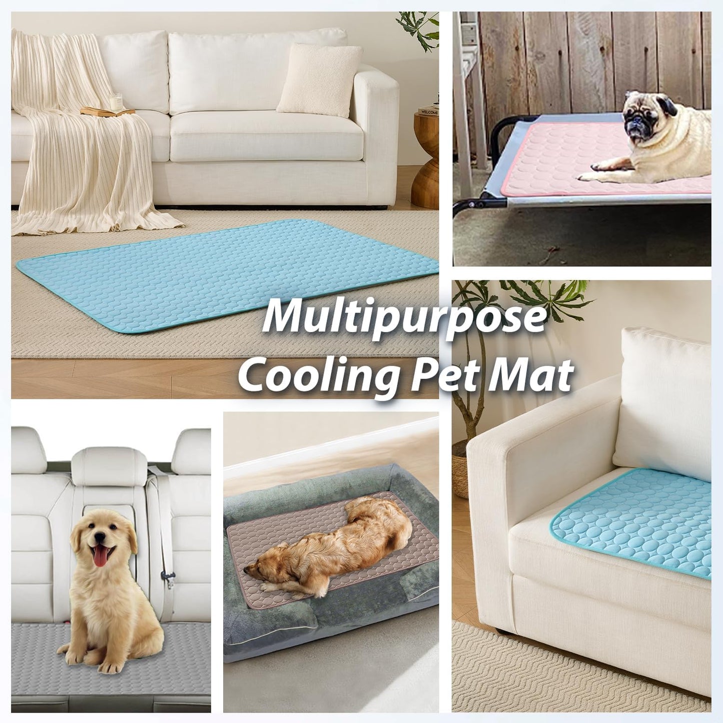 MICROCOSMOS Summer Cooling Mat & Sleeping Pad- Water Absorption Top, Materials Safe, Easy Carry, EZ Clean. Keep Cooling for Pets, Kids and Adults.(Dark Blue, 59" x 40")