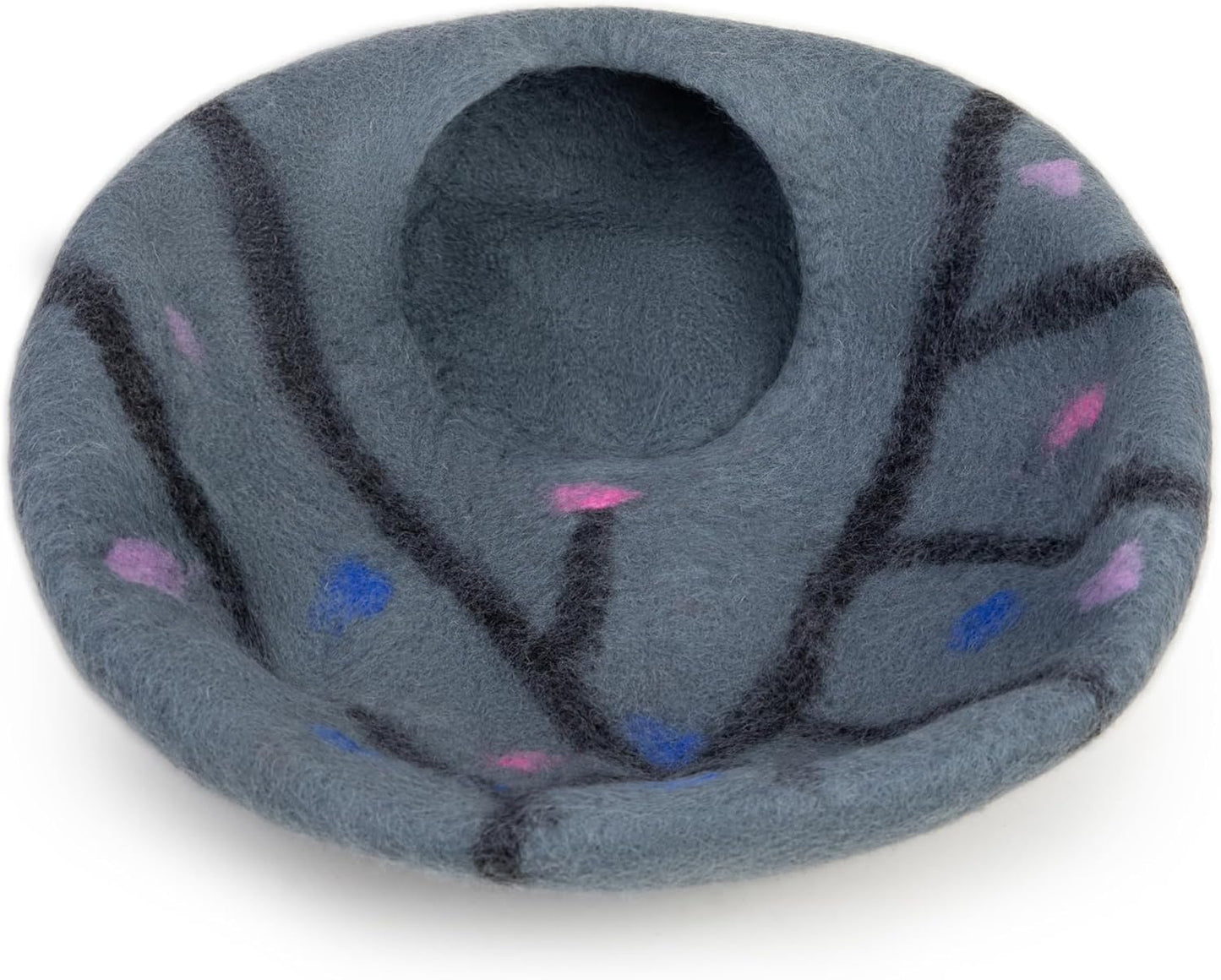 Woolygon Premium Felt Cat Cave Bed ā Wool Kitty Beds Handcrafted Kitten Caves Bed for Indoor Cats - Made from 100% Eco-Friendly Merino Wool, Foldable Cat Hidewawy Covered Cat Houses (Enchanted Tree)