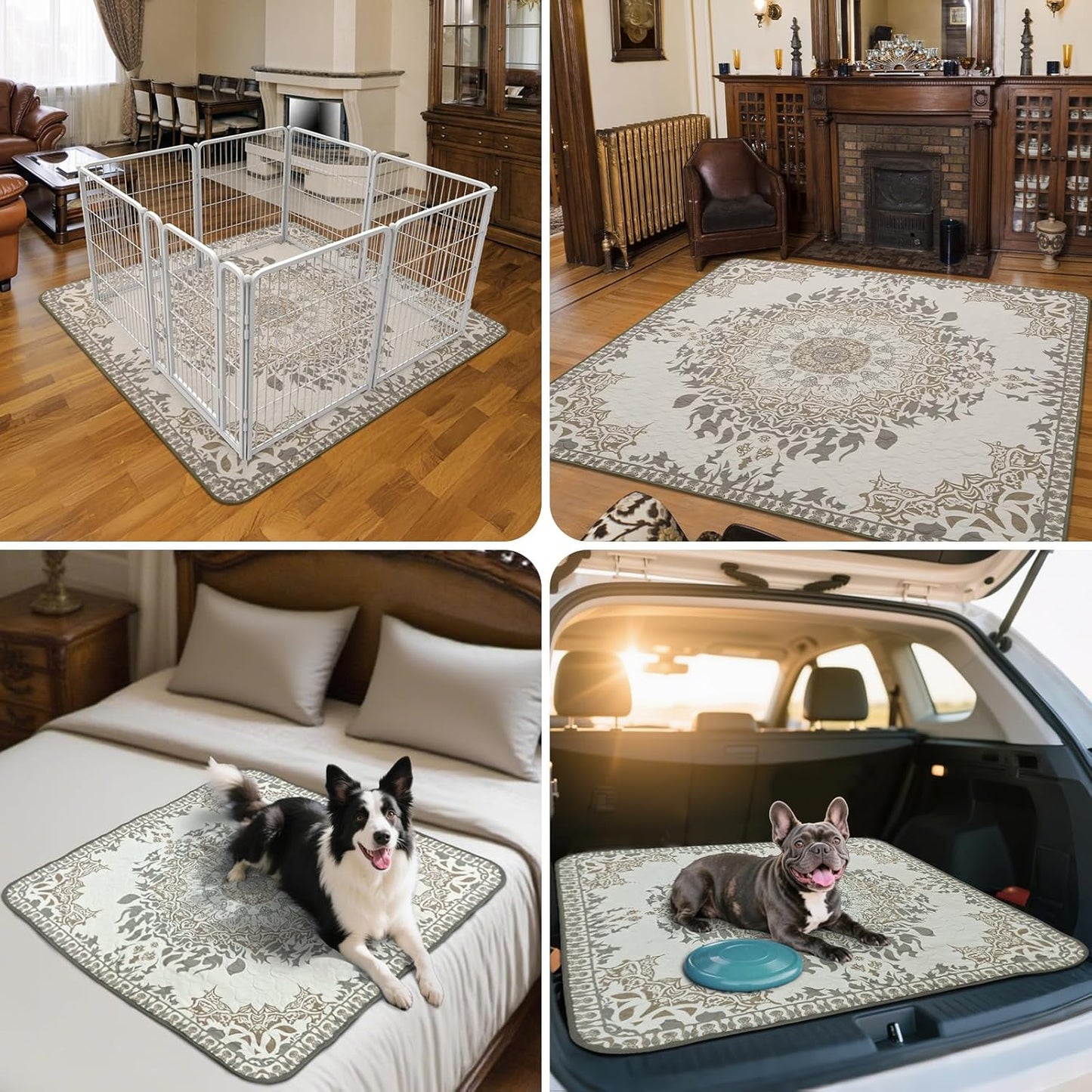 FXW Washable Pee Pads for Dogs, Puppy Pads with Super Absorbent, Specifically Designed for FXW Rollick/Homeplus 32 inch 6 Panels Dog Pen, 72" × 43" Rectangle, Boho, 1 Pack