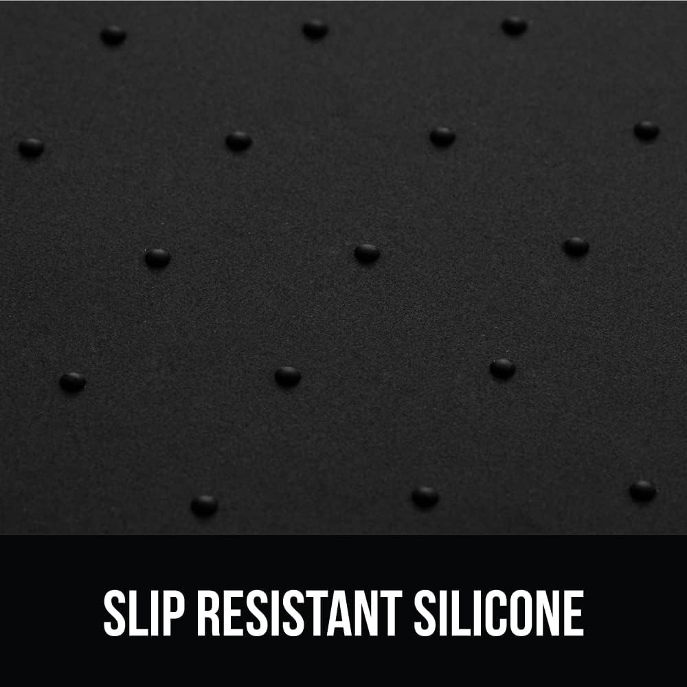 GORILLA GRIP 100% Waterproof Raised Edge BPA Free Silicone Pet Feeding Mat, Dog Cat Food Mats Contain Spills Protects Floors, Placemats for Cats and Dogs Water Bowl, Pets Accessories 28x18 Black