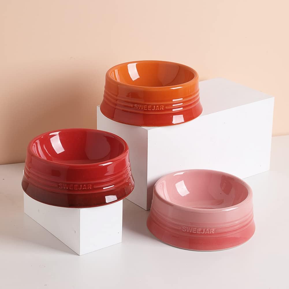 Sweejar Gradient Dog Bowl, Ceramic Dog Food Dish for Medium Dogs and Cat, Porcelain Pet Bowl for Food and Water 18 oz (Gradient Pink)