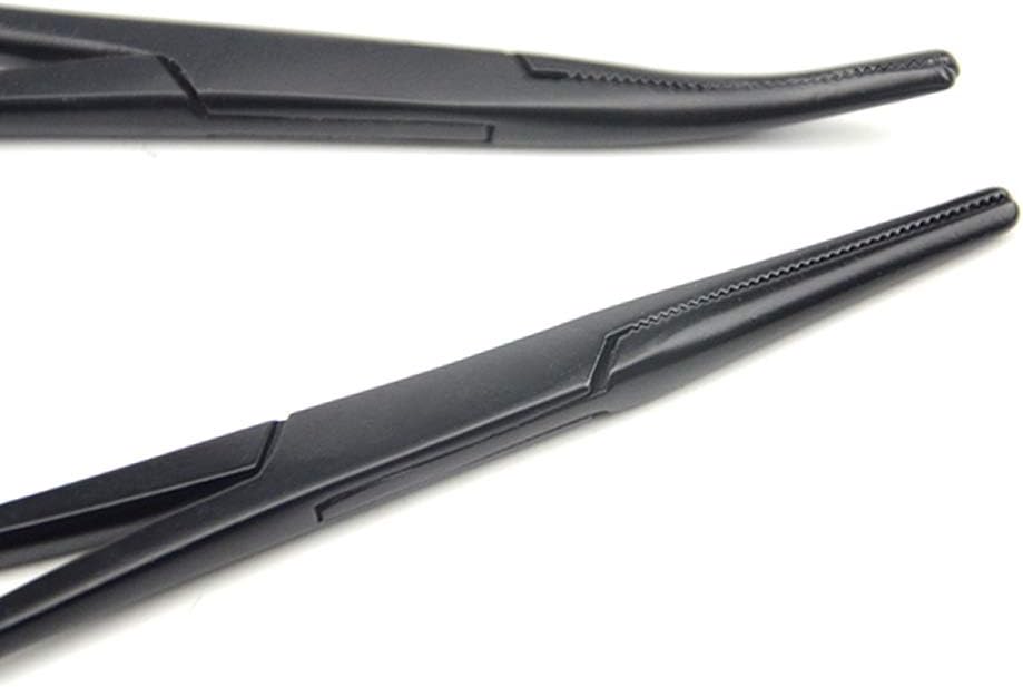 LILYS PET Pet Colourful Stainless Steel Hemostat Hemostatic Forcep,Pet Ear Hair Pull Forcep,Bend head and Straight head kit (Black, 12cm)