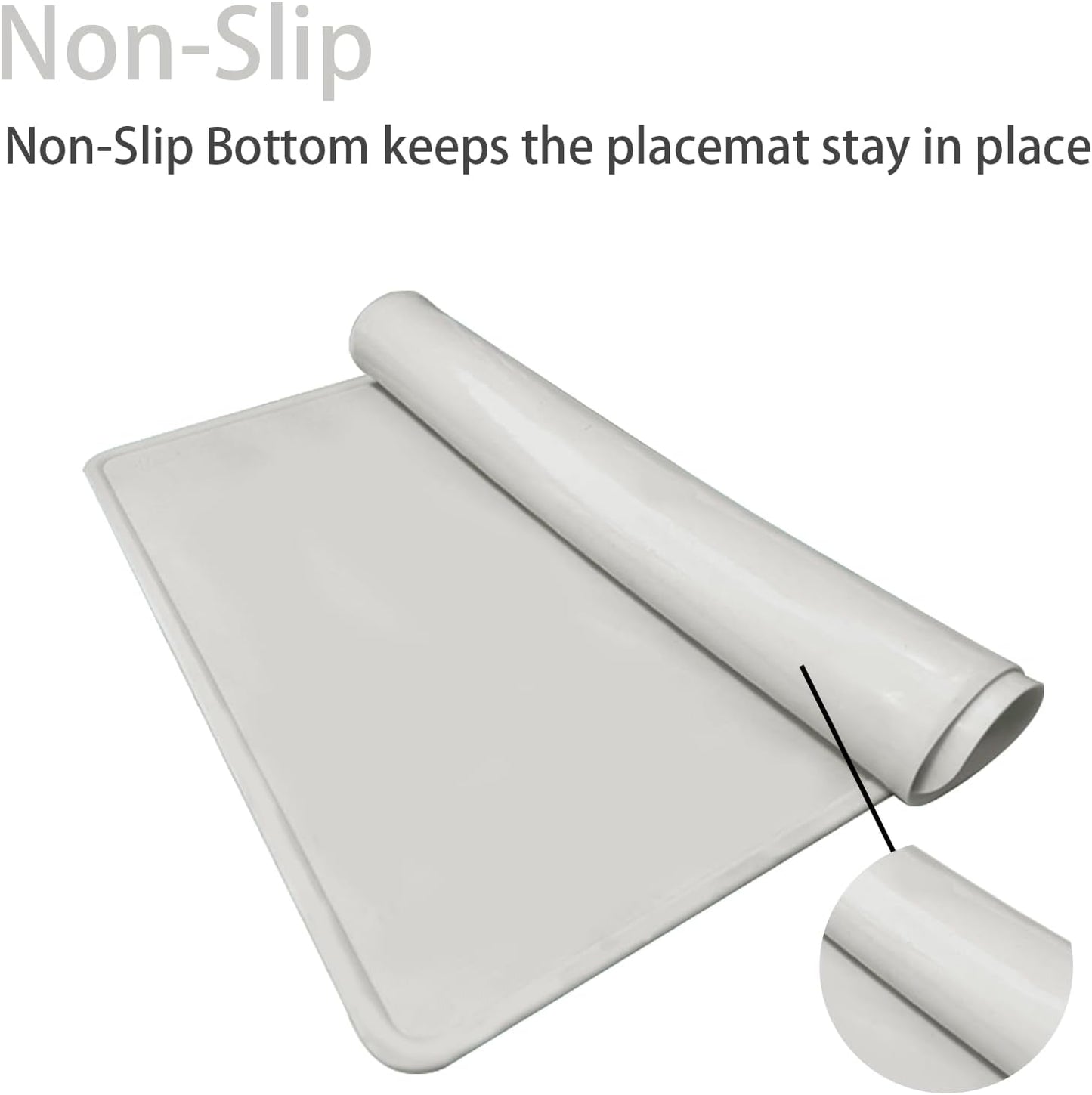 KVK Dog Water Mat 2-Pack 20×16in - Silicone Dog Mats for Food and Water, Non-Slip Pet Feeding Mat for Floors, Waterproof Cat Bowl Mats to Prevent Spills -Dark Gray & Silver Gray