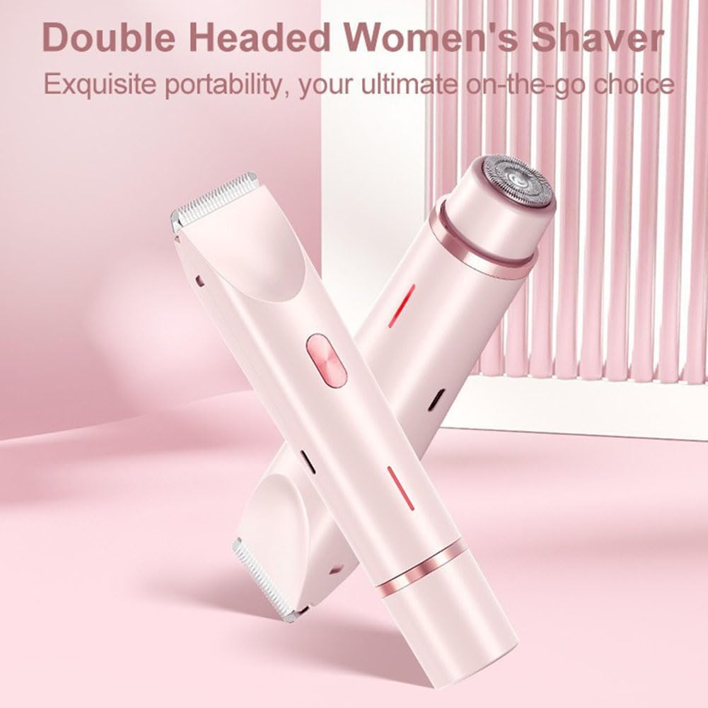 Bikini Trimmer for Women 2025 Upgrade Dual Head Shaver Women Ceramic Blades 2-in-1 Women's Body Shaver Electric Razor 90min Cordless Runtime Waterproof Travel Grooming Kit (Blue)
