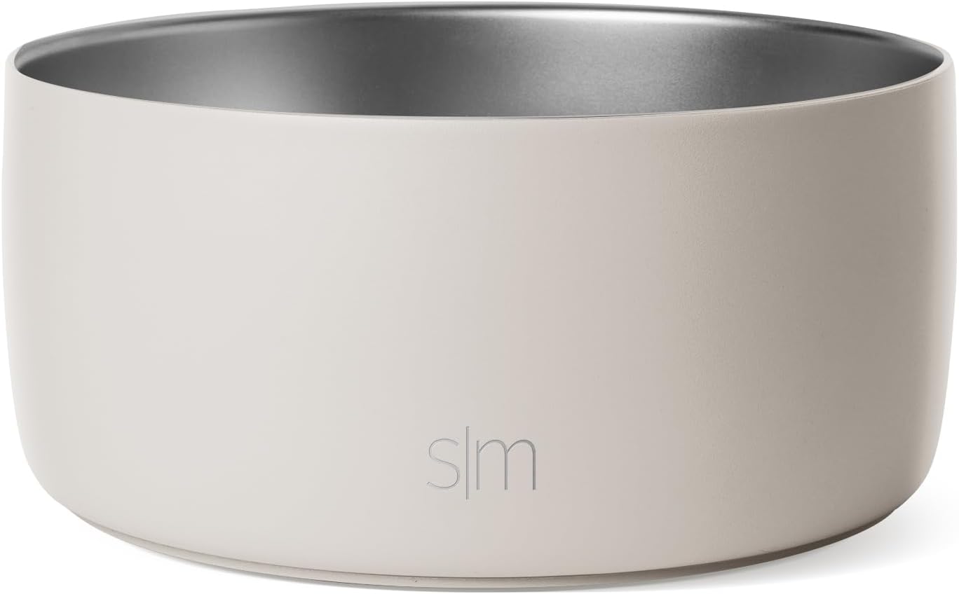 Simple Modern Stainless Steel Pet Water Bowl for Dogs & Cats | Reusable Insulated Stainless Steel Food Bowls for Dog Cat | No Tip No Slip BPA Free | Bentley Collection | Medium (32oz) | Almond Birch