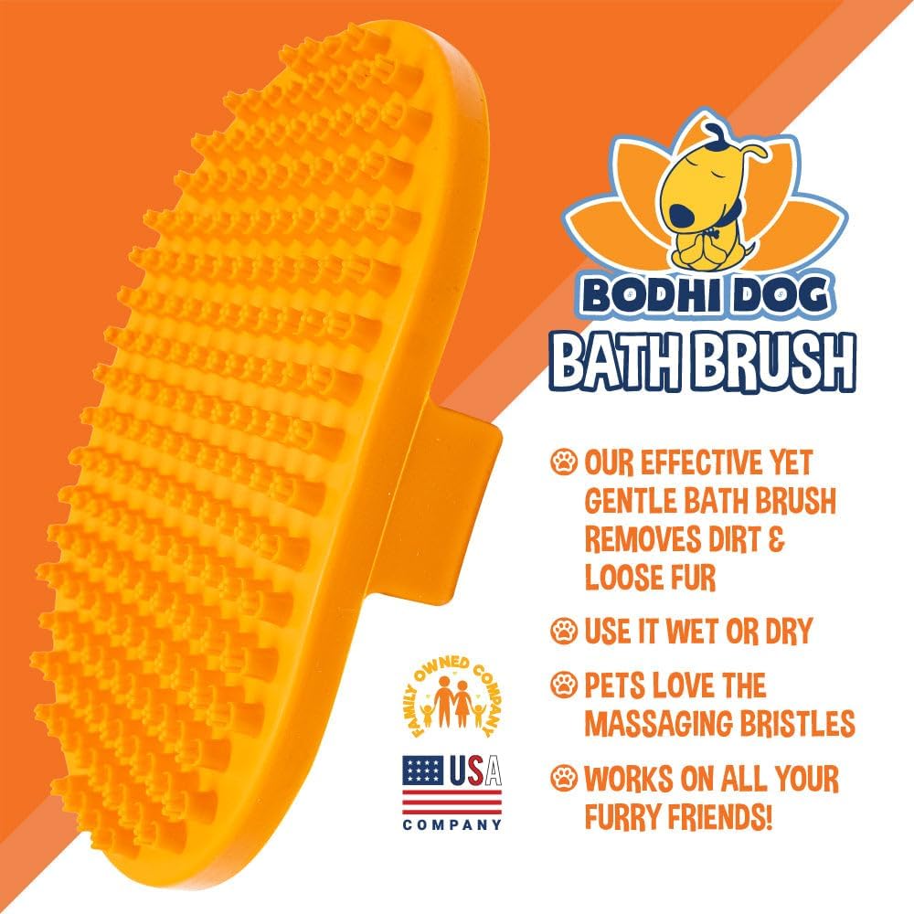 Bodhi Dog Shampoo Brush - Pet Grooming & Bath Supplies for Dogs and Cats - Bath Brush for Long & Short Hair - Premium Scrubber for Shower, Bathing & Massage (One Pack, Orange)