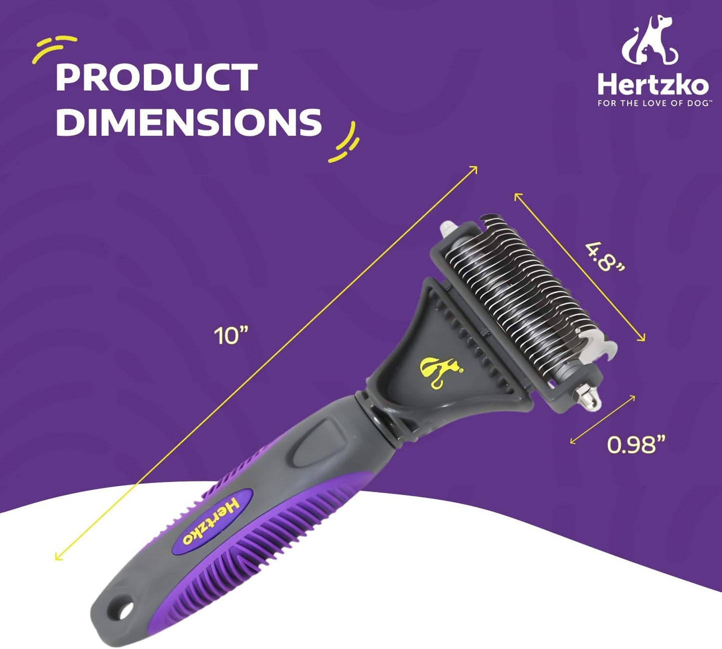 Hertzko Cat Dematting Tool Double Sided Dog and Cat Dematting Comb - for All Pets - Effortlessly Removes Tangles, Mats, and Loose Fur - Safe, Easy Grooming for Cats and Dogs