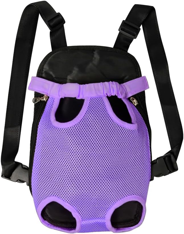 FEimaX Dog Carrier Backpack Pet Legs Out Front Cat Travel Bag, Adjustable Puppy Backpacks Carriers Hands-Free for Small Medium Dogs Cats Hiking Traveling Camping Daily Walking (Small, Purple)
