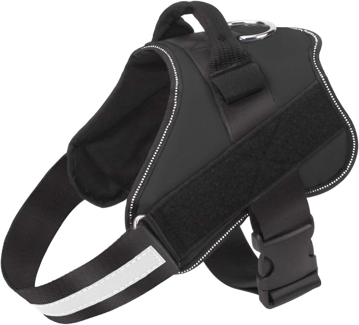 Bolux Dog Harness, No-Pull Reflective Dog Vest, Breathable Adjustable Pet Harness with Handle for Outdoor Walking - No More Pulling, Tugging or Choking (Black, L)