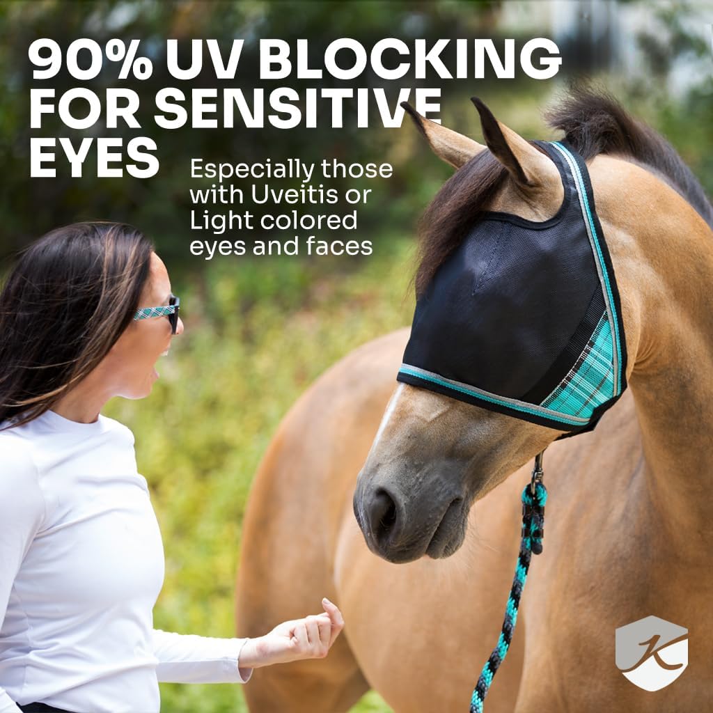 Kensington 90% UV Fly Mask CatchMask UViator - Without Ears & Forelock Freedom Web Trim Size: Medium Color: 2019 - Imperial Jade