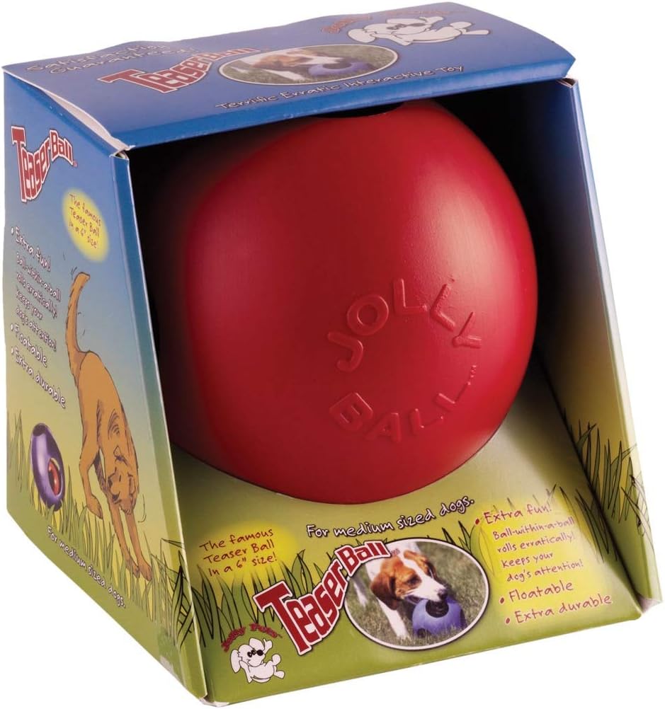 Jolly Pets Teaser Ball Dog Toy, Medium/6 Inches, Blue, 6-Inch Teaser Ball, Blue