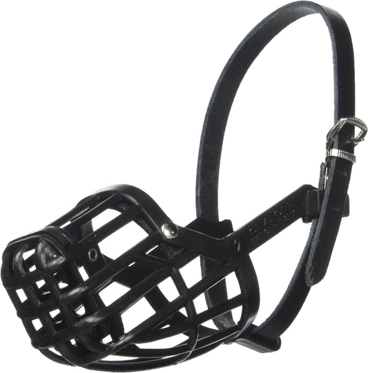 Leather Brothers Italian Basket Dog Muzzle, Adjustable Secure Fit, Comfortable Design, Training and Safety, Averts Biting, Prevents Chewing and Scavenging, Perfect for Grooming - Black, Size 1