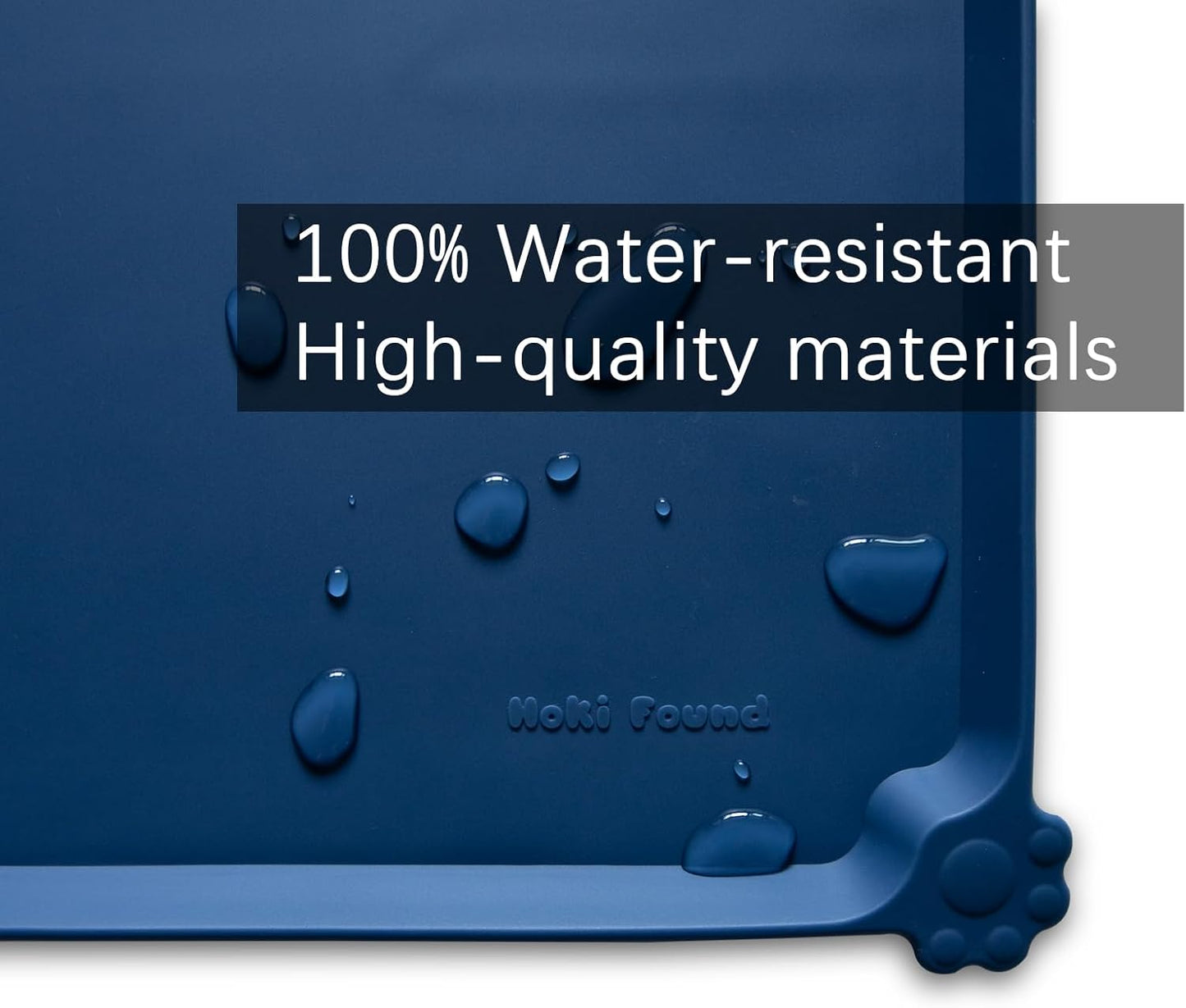 Hoki Found Silicone Pet Food Mats - Non Slip Dog Cat Bowl Placemats - Waterproof Dog Cat Food Mats - Suitable for Carpet - Indigo Ink