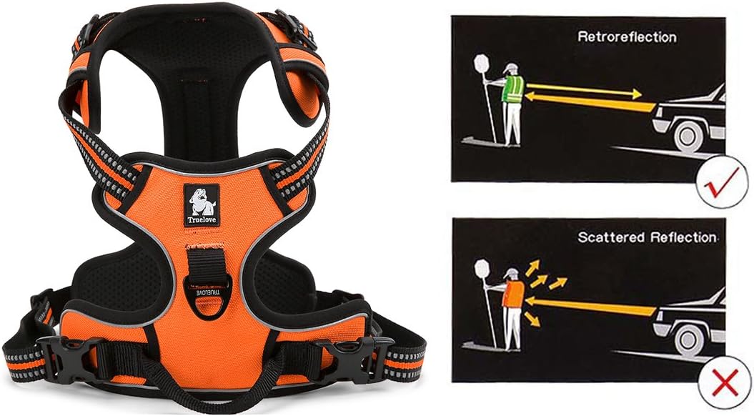Truelove No Pull Dog Harness with Easy Control Handle and 2 Leash Attachments,Reflective Adjustable Pet Vest