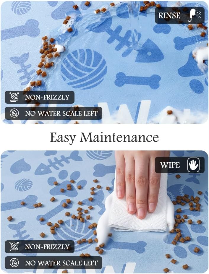 Pet Feeding Mat-Absorbent Dog Mat for Food and Water Bowl-No Stains Quick Dry Water Dispenser Mat-Dog Accessories Pet Supplies-Bowl for Messy Drinkers（Bone,16"x24"