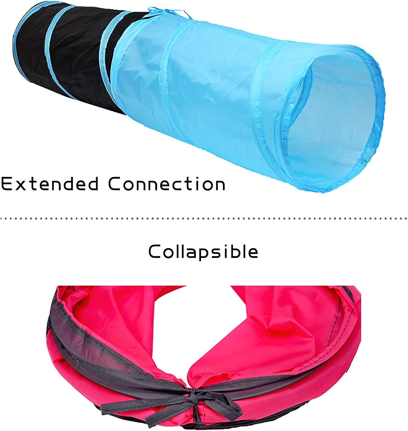 iCAGY Foldable Spiral Cat Tunnel - Indoor Toy for Small Cats, Kittens, and Rabbits - Tube for Interactive Play and Outdoor Fun - Pet Activity Toy 20" Family Pack 8 Pcs