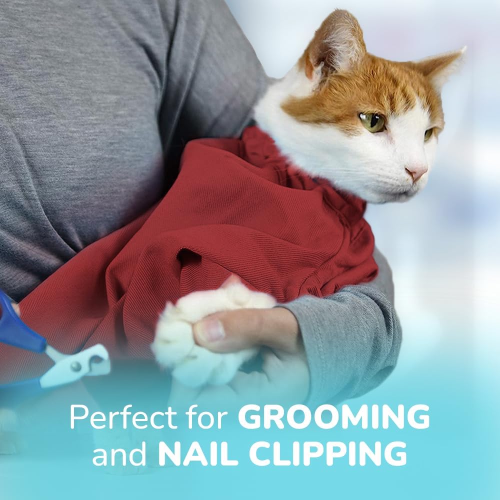 Cozy Comfort Carrier - X-Small Soft Red Cat Carrier and Cat Restraint Bag for Nail Trimming, Vet Visits, Medication Administration, Dental Care, and Travel