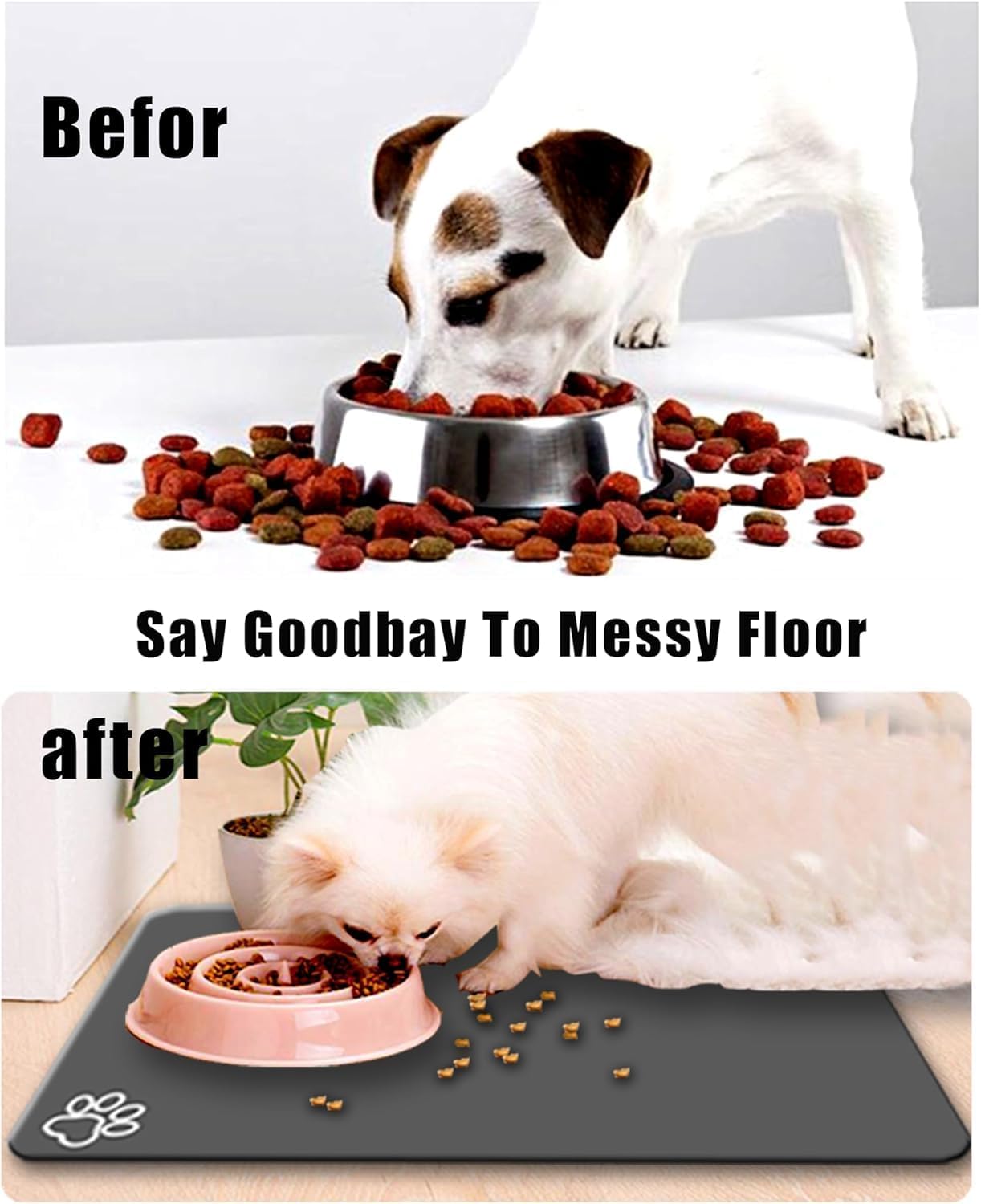 Large Boho Dog Food Mats for Floors, Absorbent Dog Bowl Mat for Food and Water Dispenser Mat, Quick Dry Cat Food Mat Pet Supplies (Light Vintage, 36 * 24)