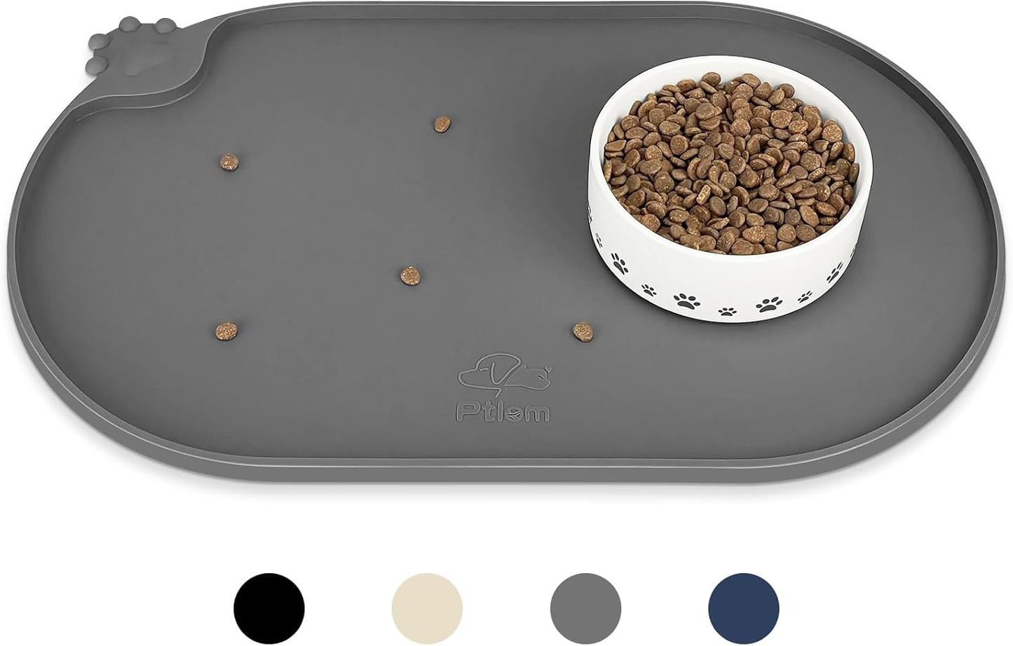 KPWACD Silicone Pet Placemat for Dogs and Cats, Non-Slip Waterproof Pet Feeding Bowl Mat Prevent Food and Water Overflow, High-Lips Puppy Dish Tray Mats Suitable for Large Medium Small Pets, Grey