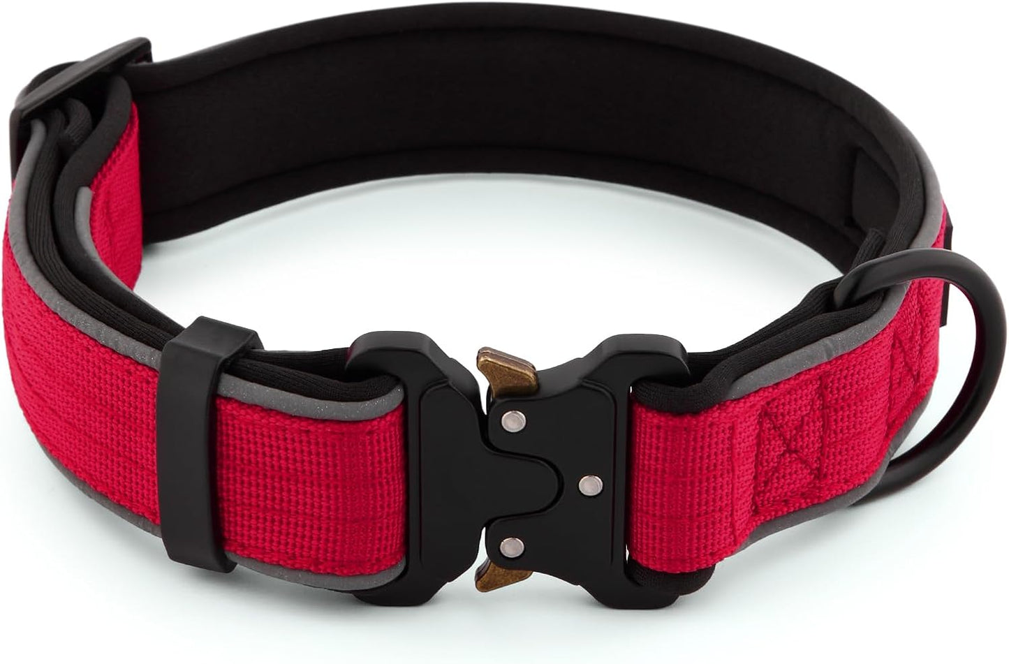Plutus Pet Tactical Dog Collar, Reflective, Adjustable Heavy Duty Dog Collar, Soft Padded and Comfortable, for Small Medium and Large Dogs (Red, S)