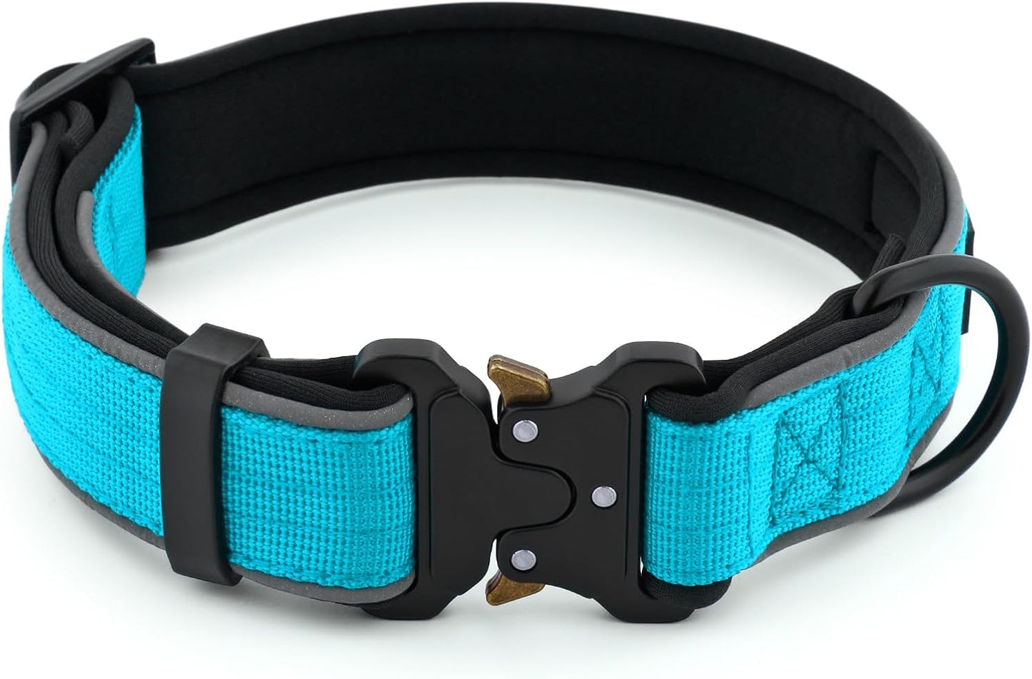 Plutus Pet Tactical Dog Collar, Reflective, Adjustable Heavy Duty Dog Collar, Soft Padded and Comfortable, for Small Medium and Large Dogs (Cyan, XS)