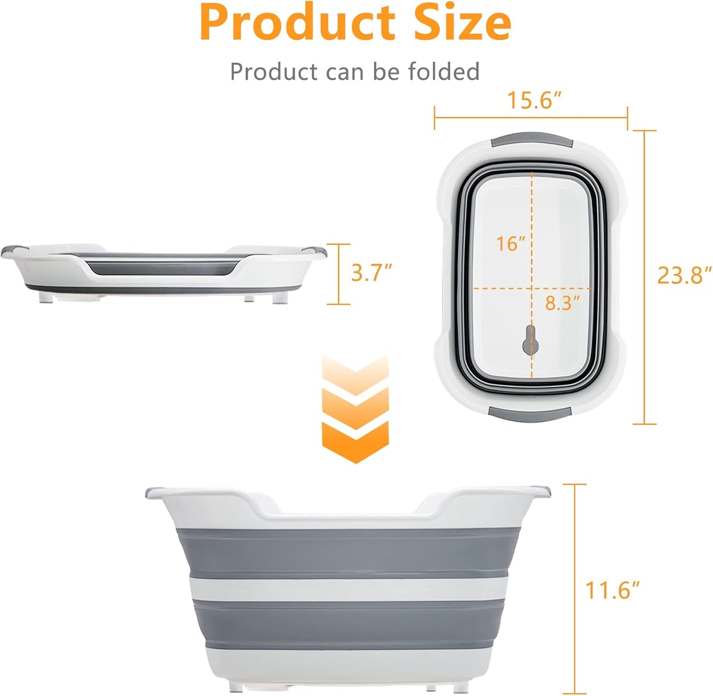 7.1 Gal/27L Multipurpose Collapsible Pet Bathtub Upgraded with Drainage Hole and Pet Hair Collector for Bathing/Shower, Portable Laundry Basket-Foldable Bathing Tub-Storage Organizer.