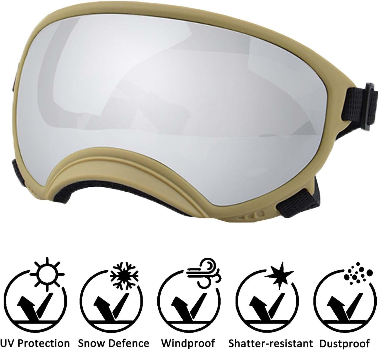 Medium Dog Sunglasses with Adjustable Strap UV Protection, Winproof Dog Puppy Sunglasses, Suitable for Medium Dog Pet Glasses, Dogs Eyes Protection,Soft Dog Goggles