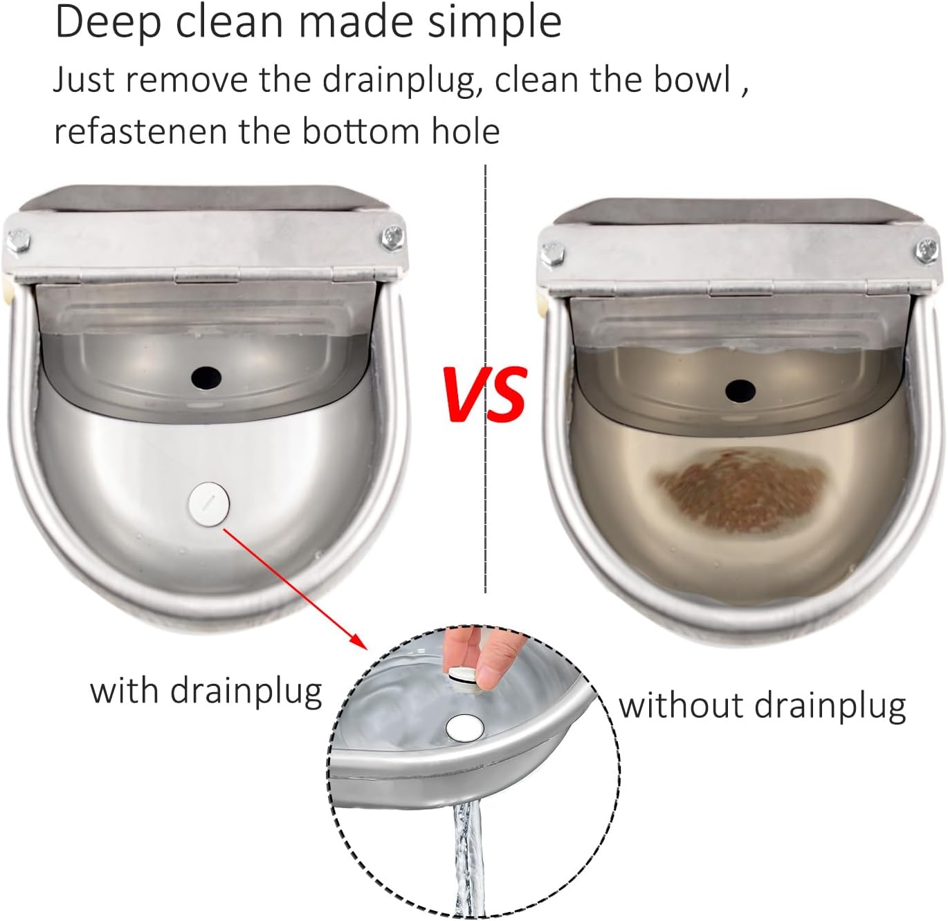 Automatic Water Dispenser for Dog Water Bowl Dispenser Large Size Stainless-Steel Waterer Feeder Self Filling Water Trough for Poultry and Livestock (Stainless Steel, Large)